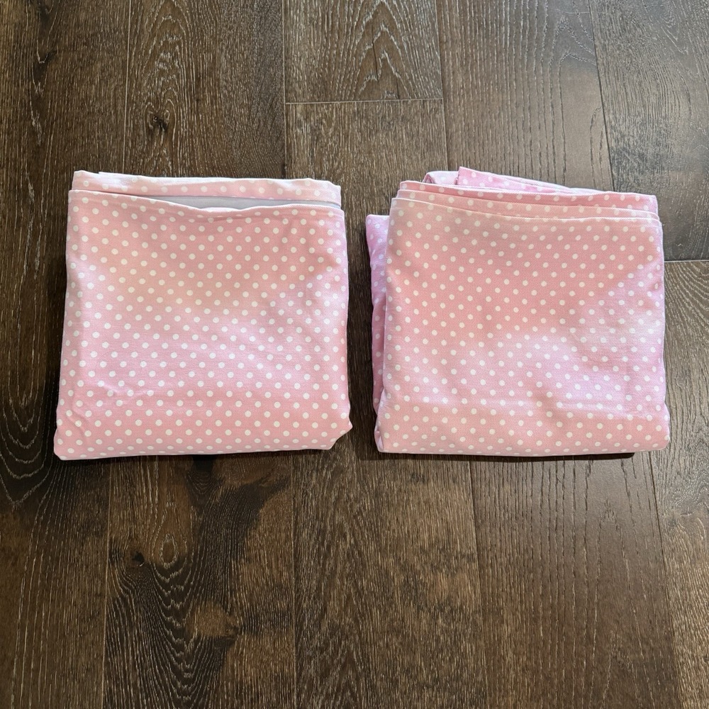 Pottery Barn Kids 2 Curtain Panels Pink Gingham Darkening Lined 44 x 84 Blackout